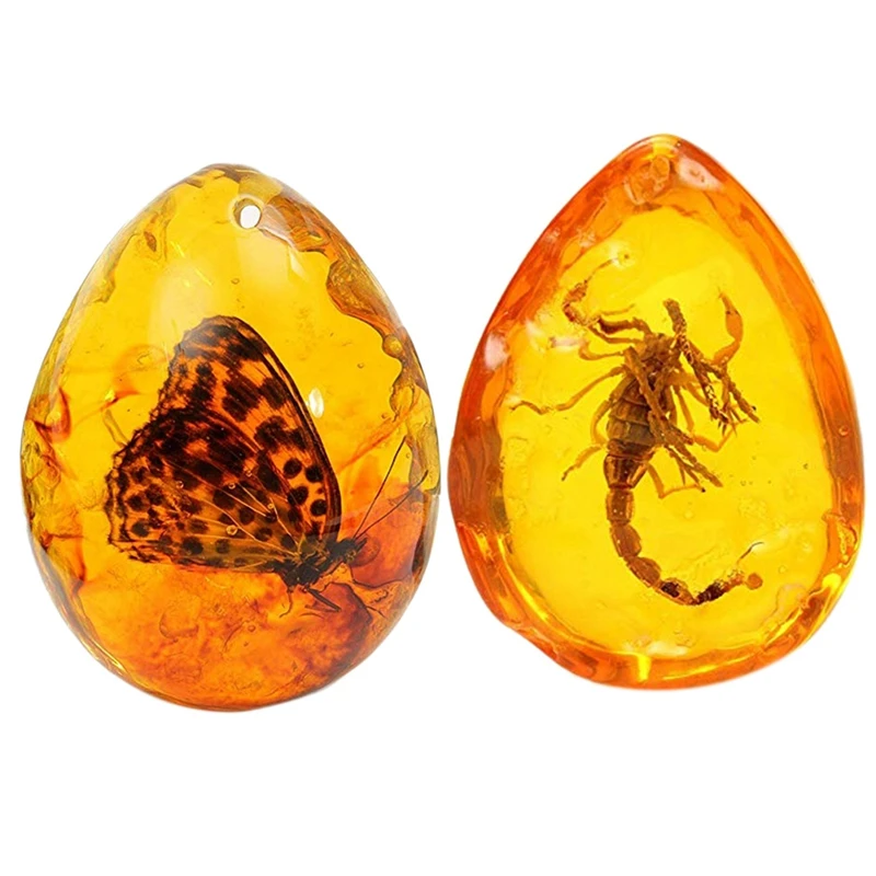 2 шт. модные натуральные насекомые Янтарное украшение из драгоценного камня