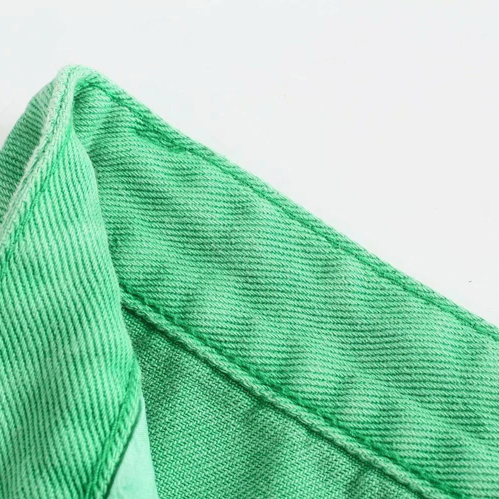 

ZREDARA 2021 pocket spring new women's high waist slimming straight grass green casual jeans trousers