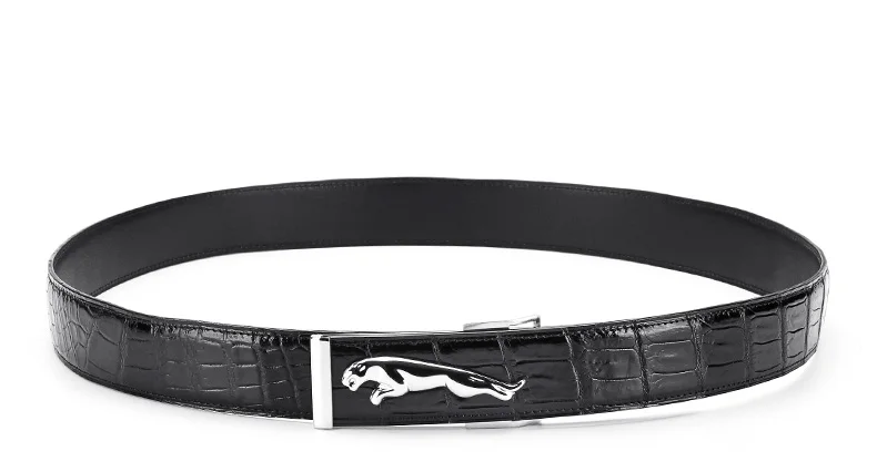 McParko Crocodile Mens Belts Luxury Genuine Leather Belt Men Original Brand Design Animal Buckle Leopard Jeans Waist Belts Brown