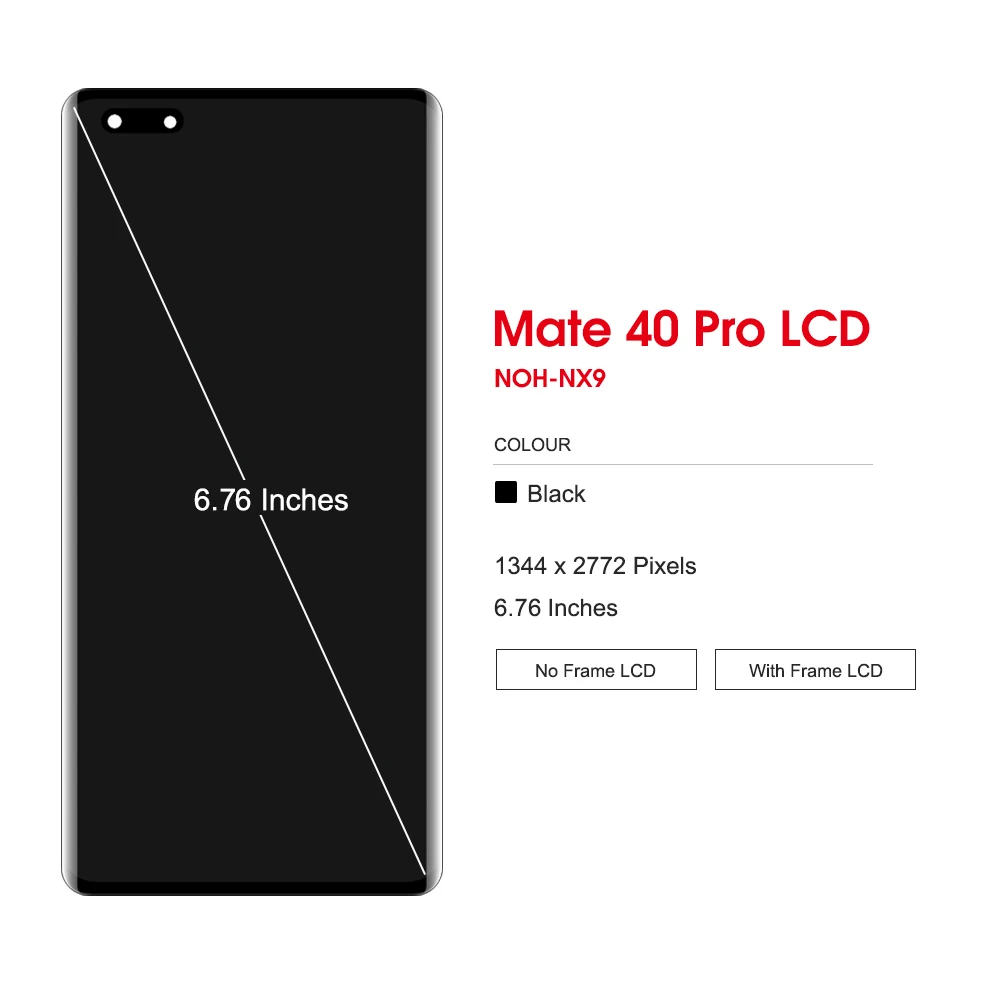 Ceny Oryginalny Bez Wad LCD Dla Huawei Mate 40 Pro Wymiana Ekranu Dotykowego Digitizer Zgromadzenie Dla Mate40Pro Ekran NOH-NX9, NOH-AN00