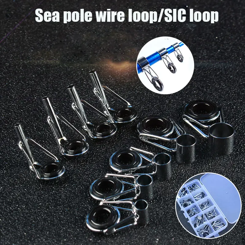 

Fishing Rod Tip Repair Black Stainless Steel Ceramic Ring Guide Replacement Kit Mixed Size in Box B2Cshop