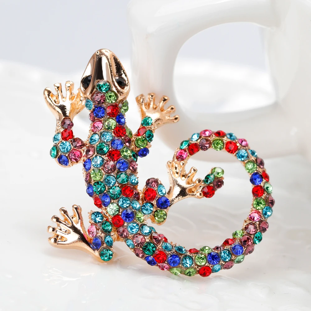 Новая мода высокое качество Эмаль Стразы геккон ящерица Брошь Хамелеон для женщин Прямая поставка поставщик