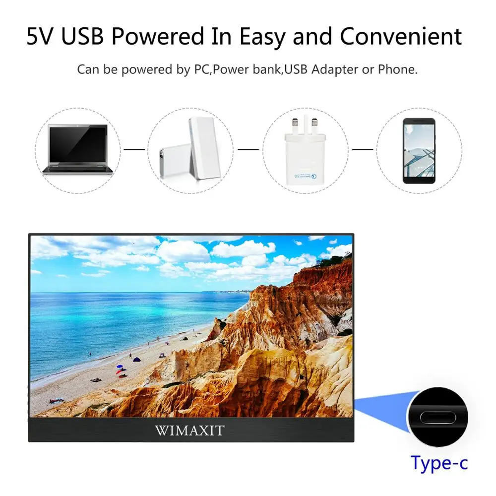 WIMAXIT M1560CT2 USB портативный игровой монитор 15 6 дюйма Type C сенсорный экран