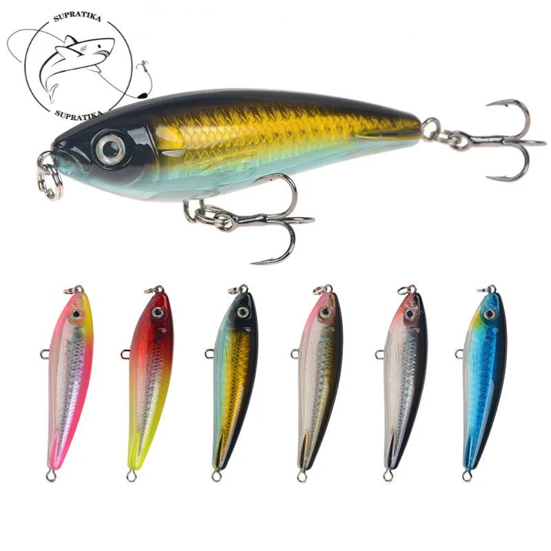 

6Pcs/set 7.5cm/12g Artificial Sinking Pencil Plastic Hard Bait Wobbler BBK 6# Blood Tank Hook Bionic Bait 3D Eyes Fishing Lures