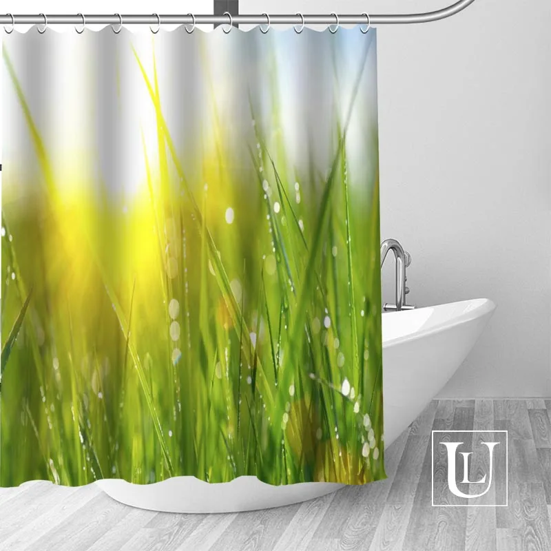 Большая распродажа новая современная занавеска для душа с зеленой травой на