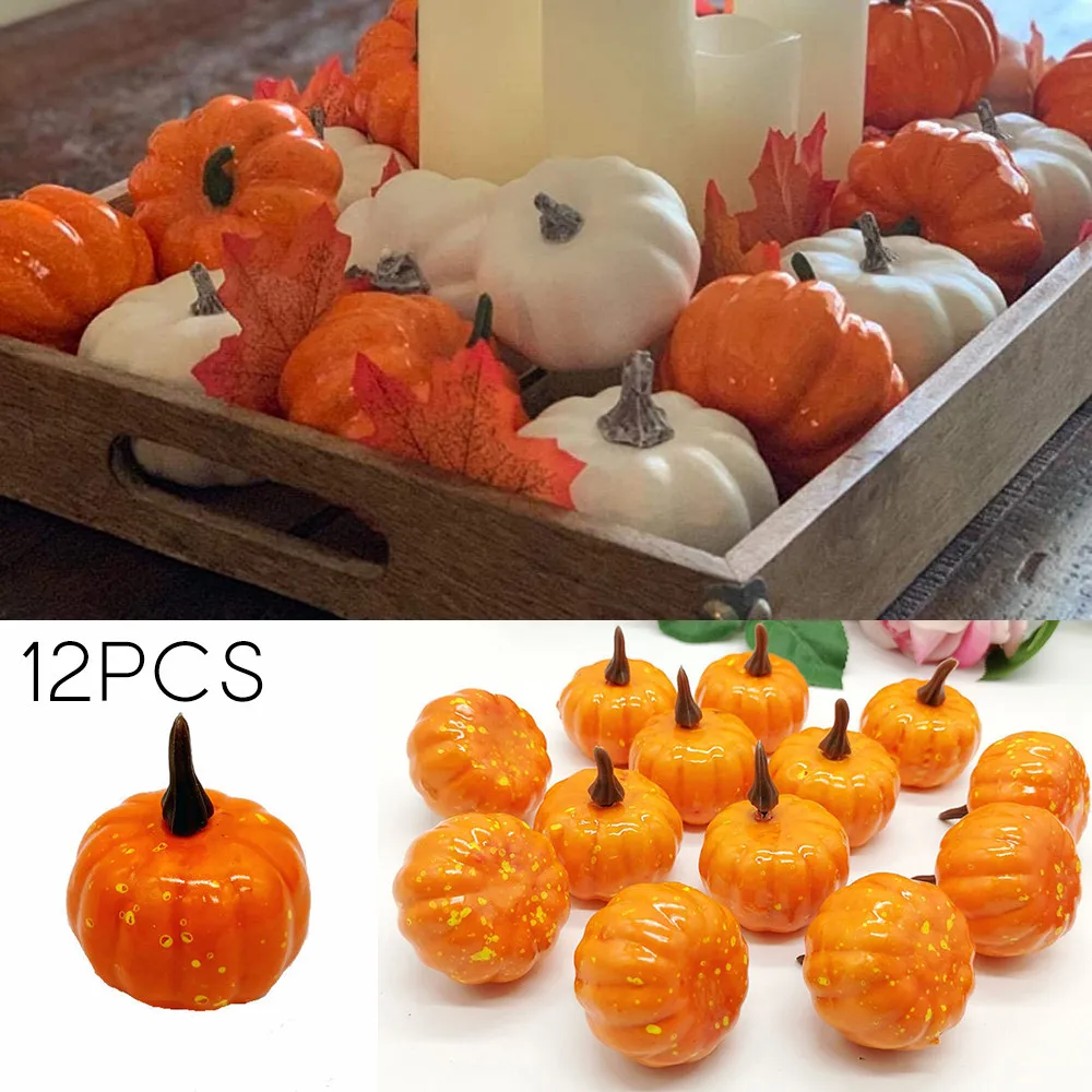 

12pcs Mini Artificial Pumpkin Fake Simulation Vegetabl Happy Halloween Decor For Home Halloween Props DIY Crafts Autumn Decor