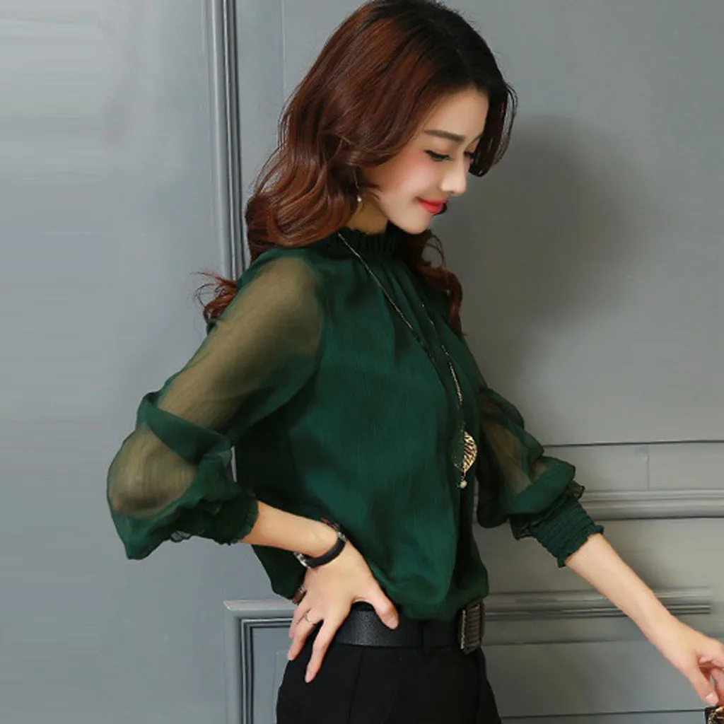 Модная перспективная шифоновая блузка рубашка Повседневная летняя женская