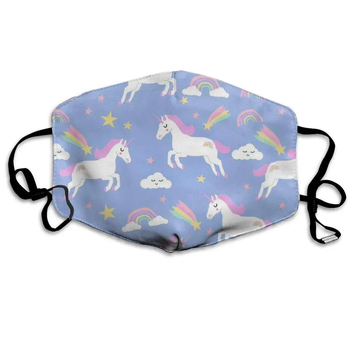 

Washable Reusable Rainbow Clouds Stars Cute Unicorn Mouth Mask Dustproof Half Face Breathable Mouth Mask for Men