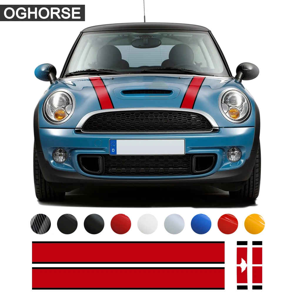 

for Mini Cooper R56 2007-2013 Hatchback Car Styling Hood Bonnet Rear Trunk Stripes Engine Cover Vinyl Decal Mixed Colors Sticker