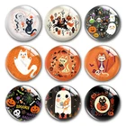 Ручная работа, кот, призрак, Хэллоуин вечерние тыква, круглые фото, Стеклянные Кабошоны, демонстрация, плоская задняя сторона, сделай сам, изготовление ювелирных изделий
