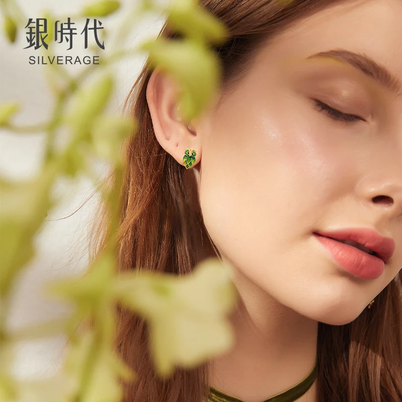 Женские серьги из серебра 2019 пробы в виде совы|Серьги-гвоздики| |