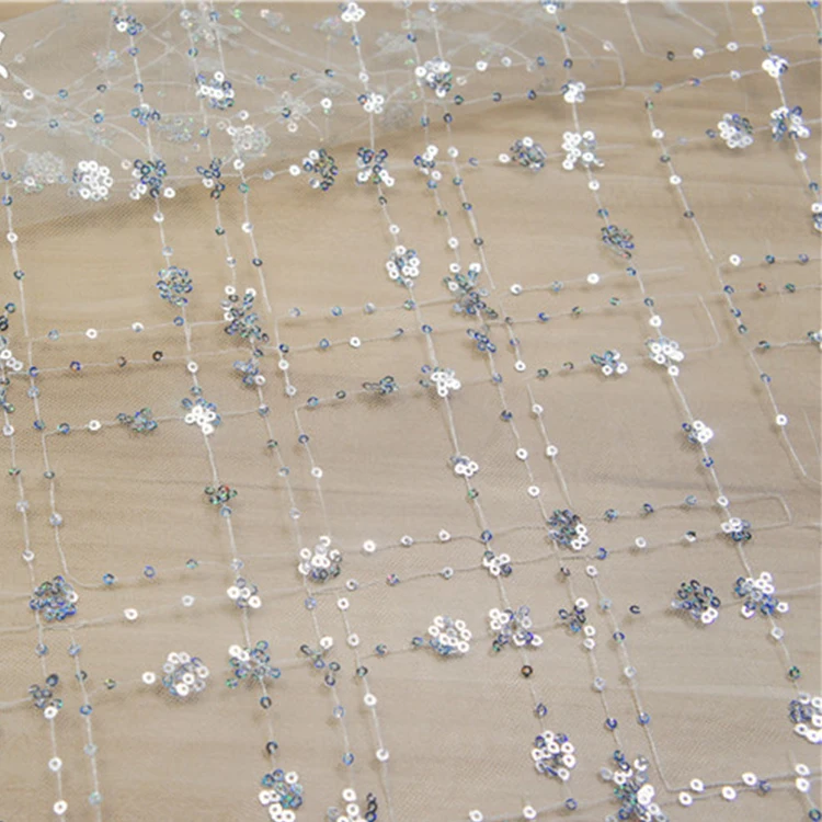 

Mesh embroidery fabric square radium sequin embroidery multicolor colorful three-dimensional lace fabric DIY wedding dress tulle