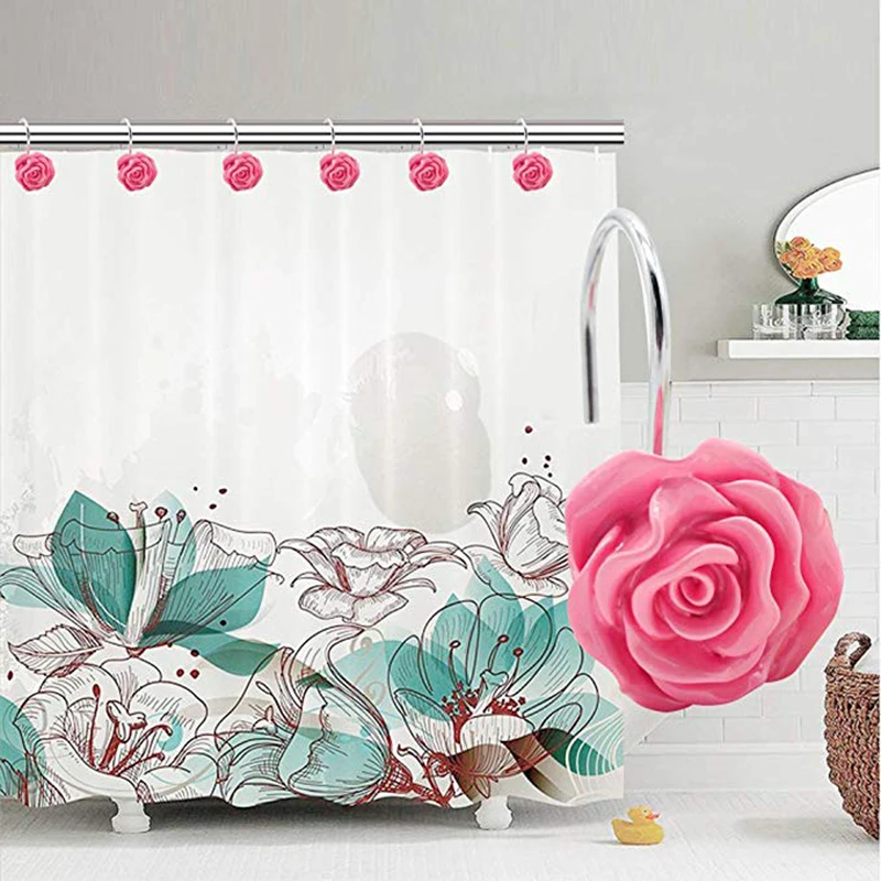 12 шт. дома моды декоративные анти ржавчина занавеска для душа крючки станок и