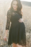 maternity women formal party dress little black lace 34 long sleeves mother of the bride dress short special occasion gowns