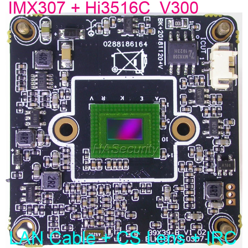 H.265 2MP, 3MP 1/2. " Sony starvis IMX307 CMOS сенсор+ Hi3516C V300 CCTV IP камера Модуль платы блока программного управления+ кабель LAN+ IRC+ CS Объектив