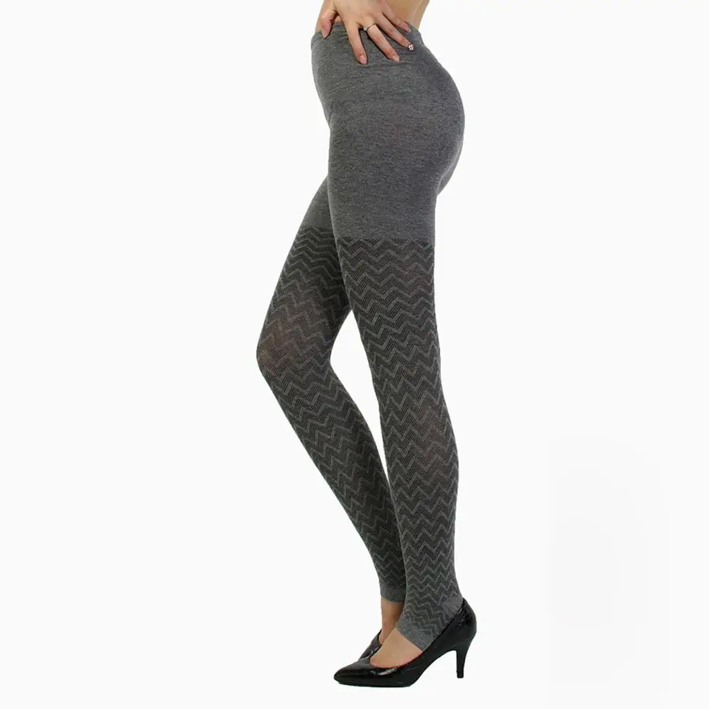 ML21-Gray FENNASI Winter Women Thick Warm Tights Print Polka Dots Sexy Pantyhose Lady High Waist Casual Stripe Cotton Leg Warmers Tights - Цвет: ML21-Gray