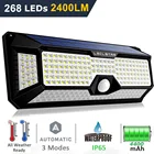 Уличный светодиодный фсветильник рь на солнечной батарее, водонепроницаемый настенный светильник с датчиком движения, 3 режима работы, для украшения дома и сада