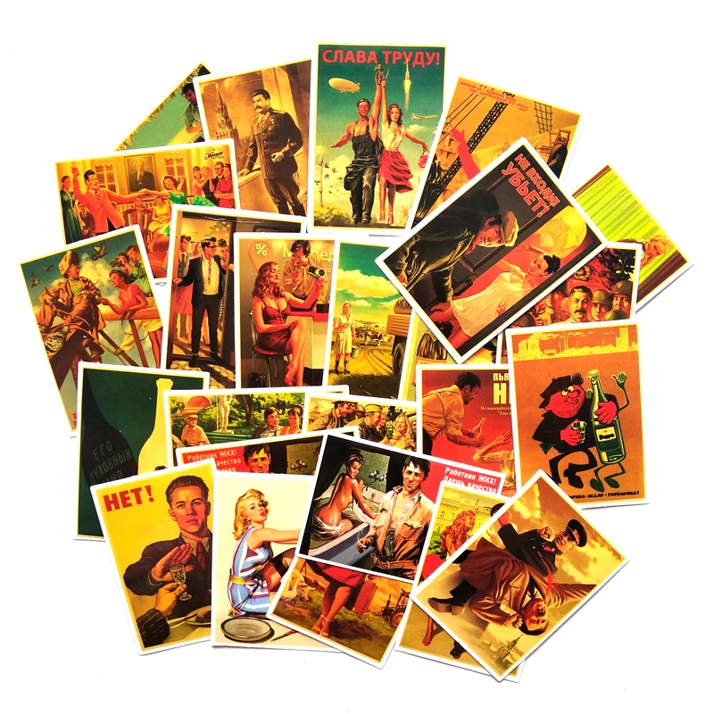 Набор Diy из 25 наклеек на холодильник с изображениями времен СССР|Наклейки для