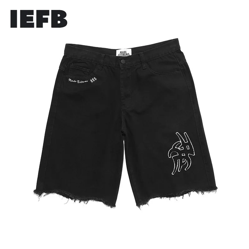 Шорты IEFB мужские с вышивкой повседневные штаны до колена буквенным принтом