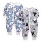 Пижамы для новорожденных мальчиков и девочек, пижамы с длинными рукавами для детей 0-24 месяцев