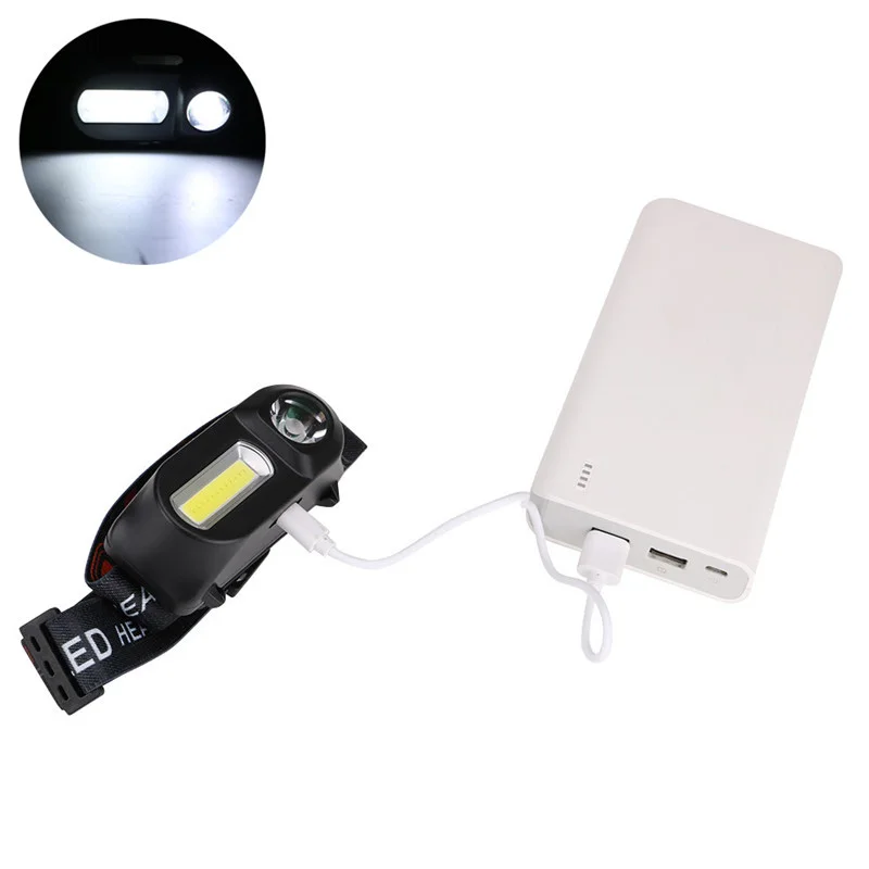 Открытый Кемпинг Портативный мини XPE + COB светодиодные фары USB зарядки Рыбалка