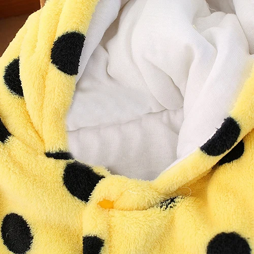 

Newborn Baby Winter Warm Button Hooded Romper Cartoon Bear Jumpsuits Outwear