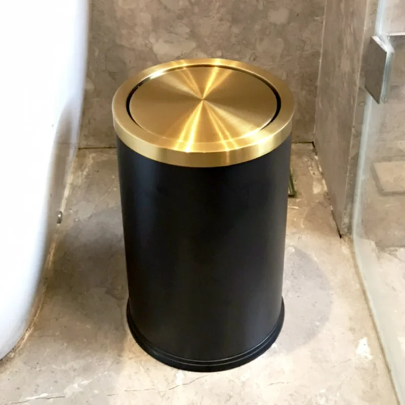 luxury gold trash can bedroom stainless steel home office bathroom trash bin kitchen cabinet storage poubelle storage bs50tc free global shipping