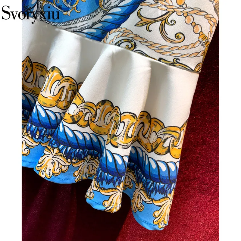 

Svoryxiu 2021 Spring Summer Fashion Runway Mermaid Dress Women's Elegant 3/4 Sleeve Vintage Totem Print Short Dress