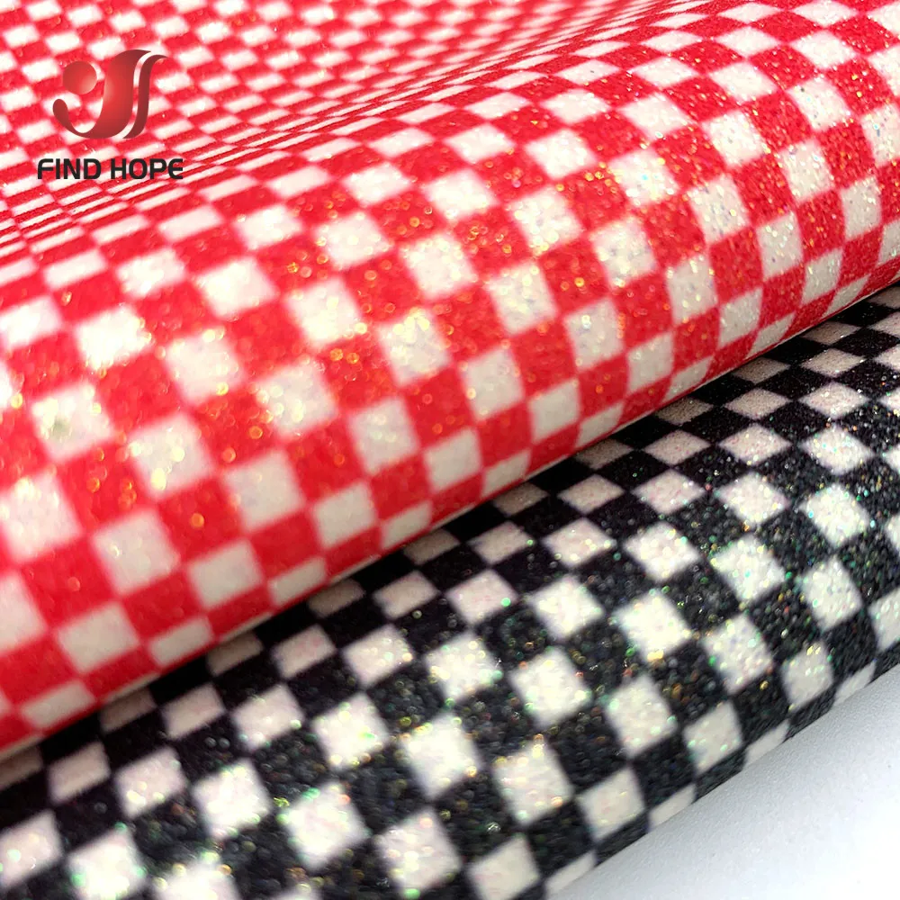 Черно-белая клетчатая тонкая блестящая виниловая ткань из кожзаменителя швейная