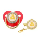 Детская Успокаивающая Соска с медведем, соска с зажимом на цепочке, силиконовый алмаз, для ребенка, для отлучения