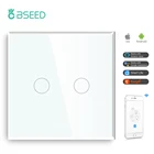 Умный выключатель BSEED с Wi-Fi, Светодиодная панель на 2 клавиши, сенсорный выключатель с поддержкой Tuya, Google Home, ЕС