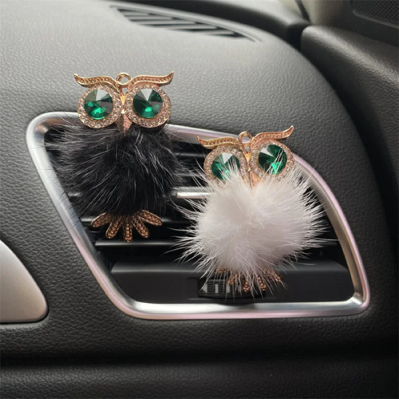 

Exquisite metal plush owl shape car perfume ornaments rhinestone owl car perfume