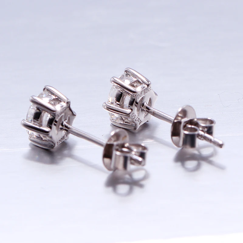 Серьги женские однотонные из белого золота 18 К 0 5 карат | Украшения и аксессуары