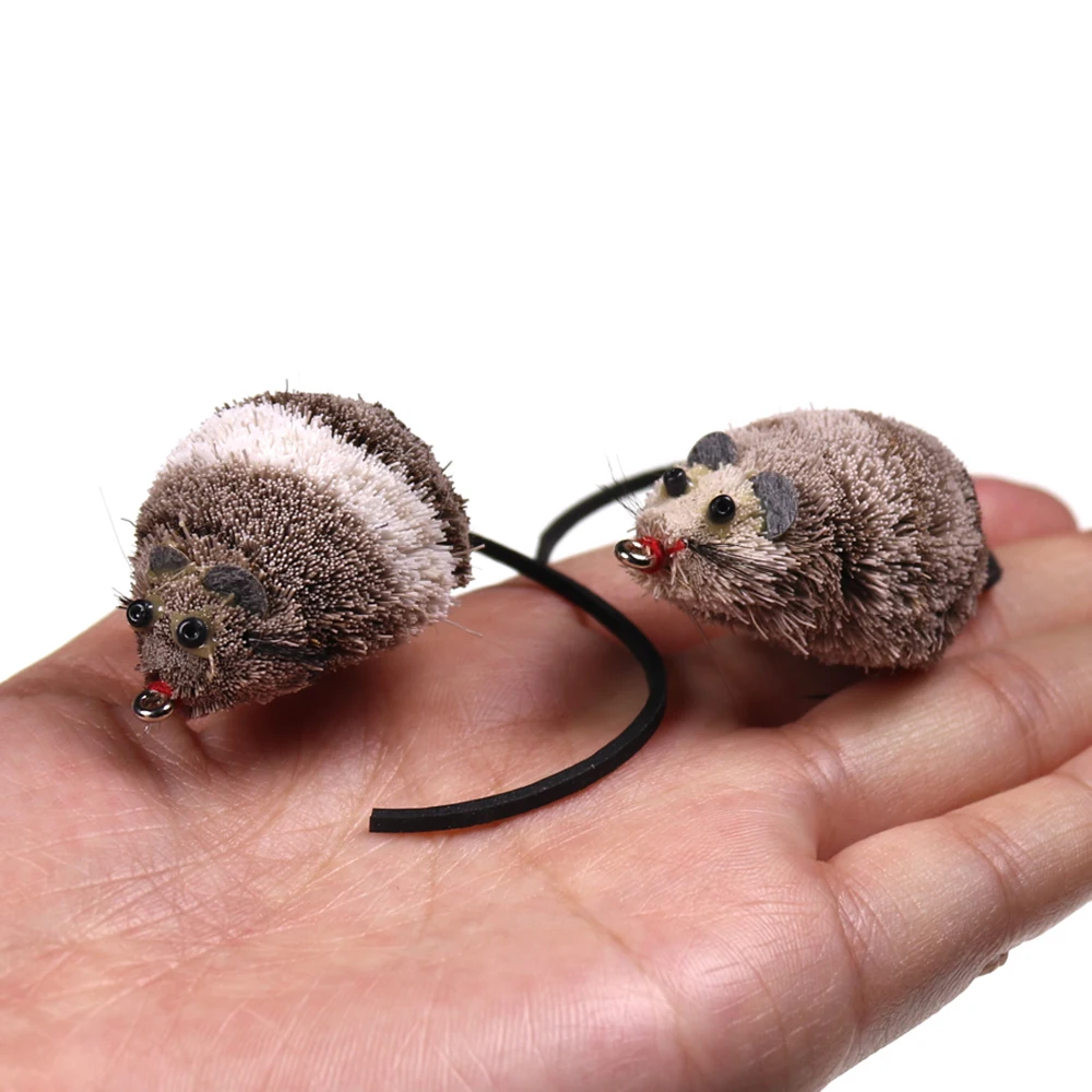 ICERIO 1 Piece/box Deer Hair Mouse Fly Topwater Lures Poppers Trout Bass Pike Fishing Fly Floating Rat Baits 2/0