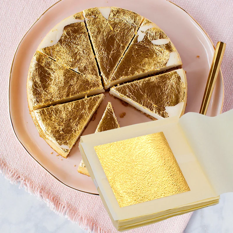 Золотая фольга 24 к листочек из съедобного золота листы для украшения торта