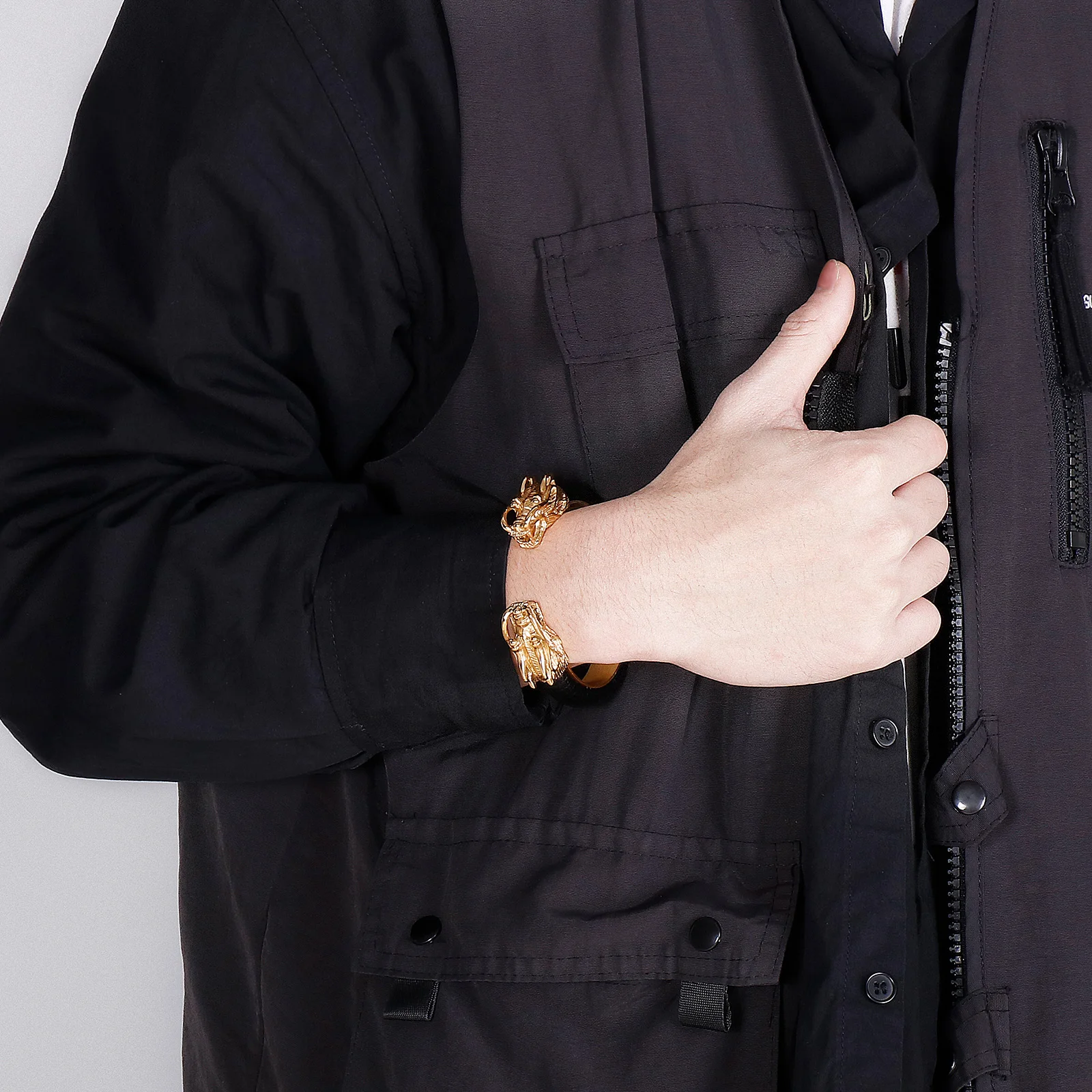 Браслет на запястье с головой дракона из нержавеющей стали 316L браслет волком