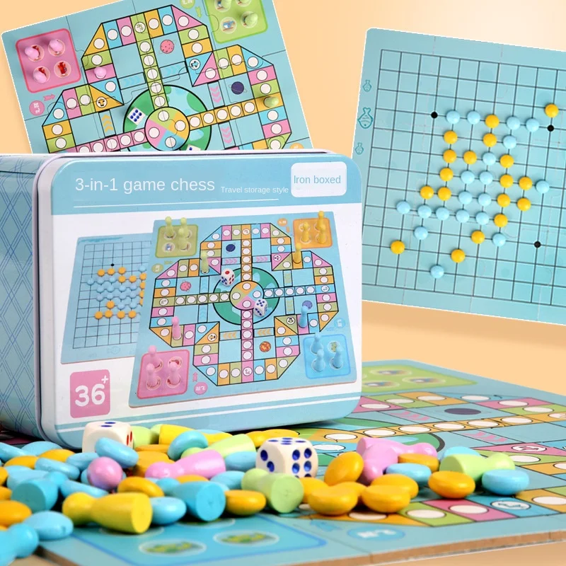 Детские шахматы на самолетах деревянные шашки многофункциональная игра пять в