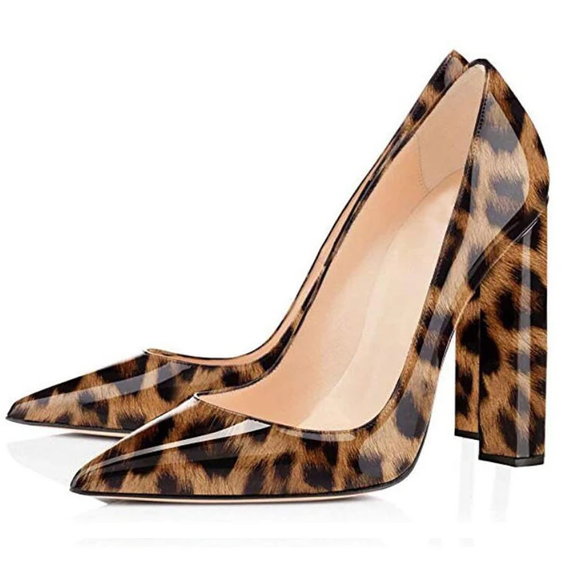 Женские вечерние туфли-лодочки на высоком массивном каблуке туфли с острым