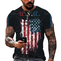 american flag 3d printing mens t shirt street casual fashion o neck short sleeved breathable sweatshirt 2021 summer