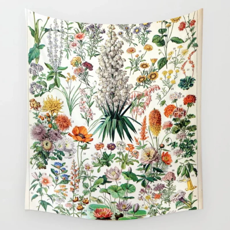 

Adolphe Millot Fleurs French Vintage Poster Tapestry Coverlet Wall Art Blanket Towel Sheet Throw Window Curtain Decor Tapestries