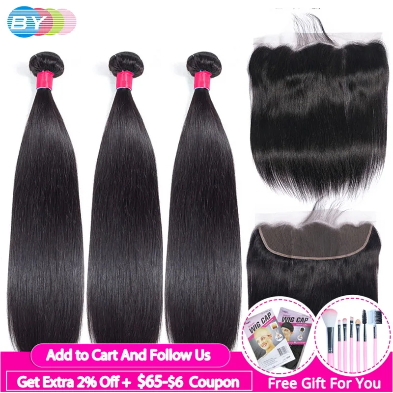 3 пряди с фронтальной прямой волос бразильской человеческих Remy | Шиньоны и парики