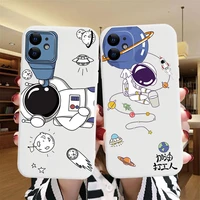 cute astronaut phone case for iphone 13 12 11 pro max xs max xr x 8 7 plus white silicone soft bumper back cover