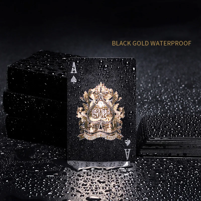 

Poker Plastic Waterproof Creative Gold Black Gold Foil Playing Cards Board Game Washable Plastic Deck Of Cards Poker
