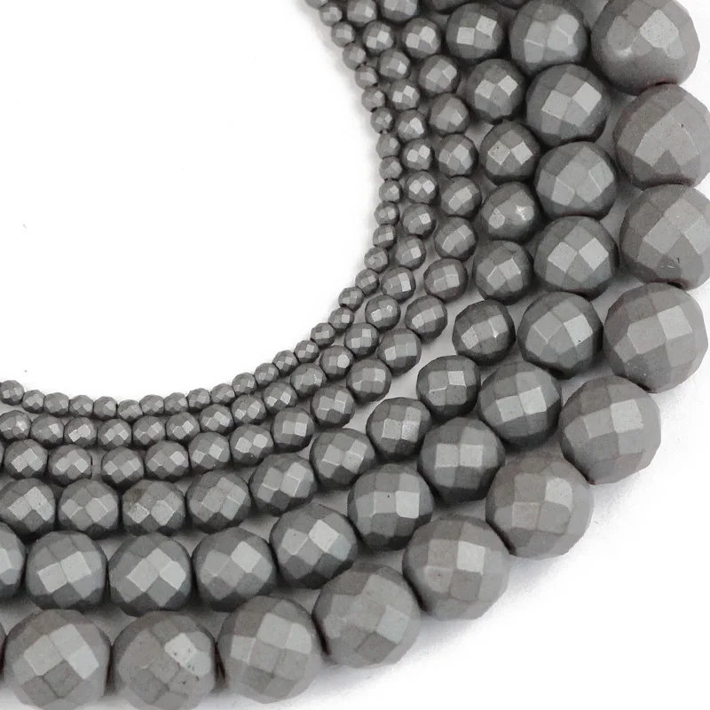

Faceted Matte Black Hematite beads Natural Stone ore 2/3/4/6/8/10MM Round Loose beads Jewelry bracelet Making accessories DIY