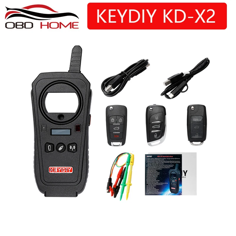 

KEYDIY OBD2 ключевой программист инструмент KD-X2 kd X2 кнопочный пульт чайник разблокировщик с Бесплатная ID48 96bit транспондер Копировать Функция анг...