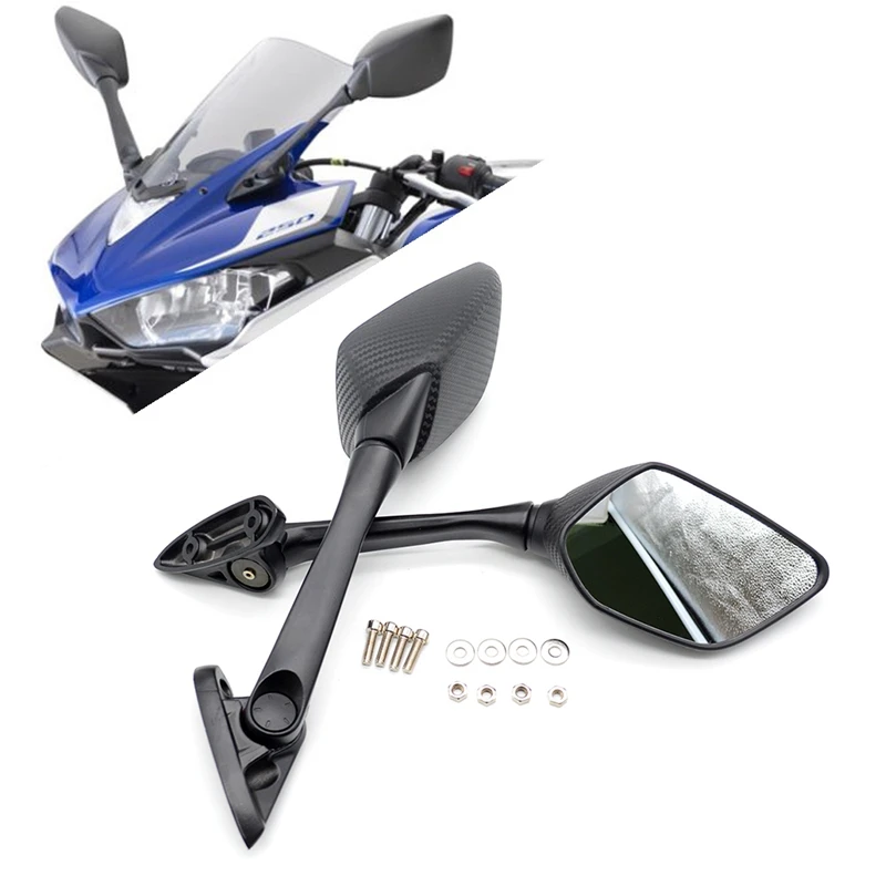 Мотоцикл углеродного волокна зеркало заднего вида Замена для Yamaha YZF R3 R25 R15 NMAX 155 Xmax