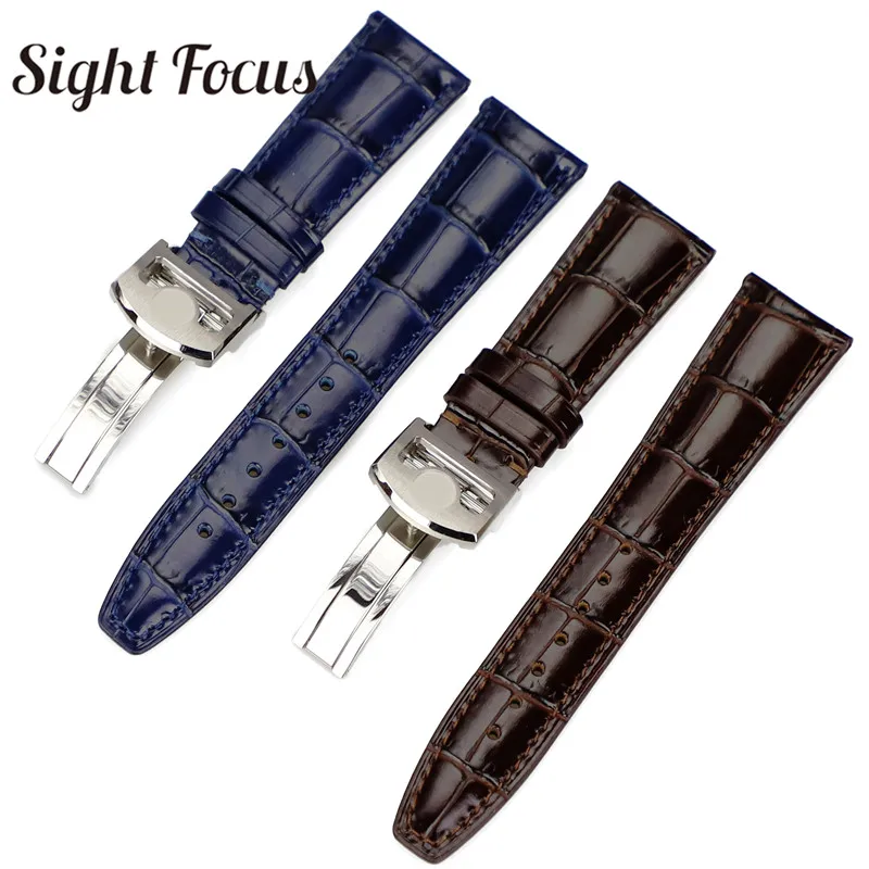 Изогнутый конец телячьей кожи 22 мм ремешок для часов IWC PILOT Mark PORTOFINO складная