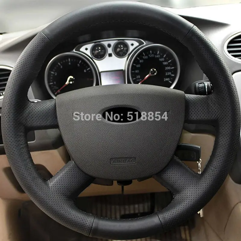 Черный чехол на руль из искусственной кожи для Ford Focus 2 2005 2011|car steering wheel cover|steering