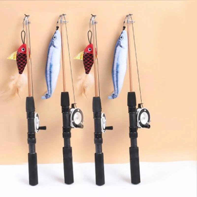 

Retractable Cat Toy Fish Type Telescopic Feathers Funny Cat Stick Pet Toy Cat Rods Simulation Fishing Rod Pet Supplies