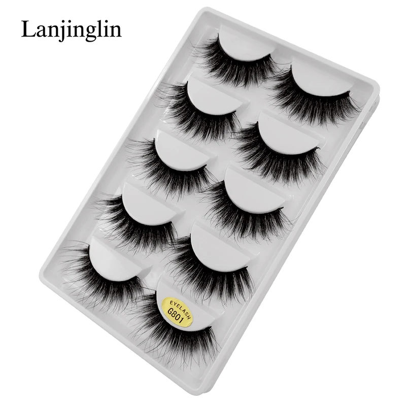 LANJINGLIN 10 коробок/лот норковые ресницы натуральные длинные накладные 100% ручная
